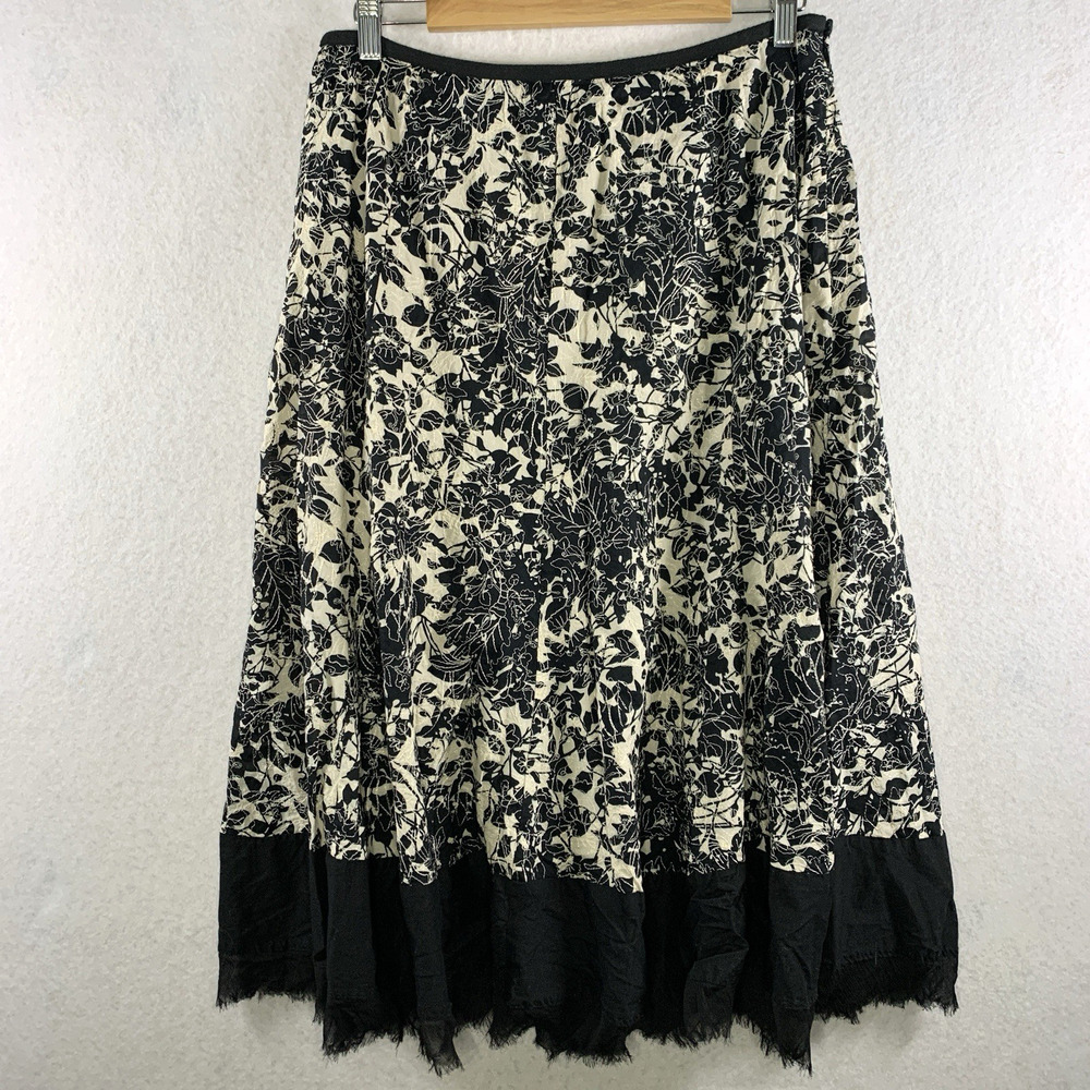 Womens Floral Embroidered Midi Skirt Sz 10 Petite Whimsigoth‎ Dark Romantic Boho